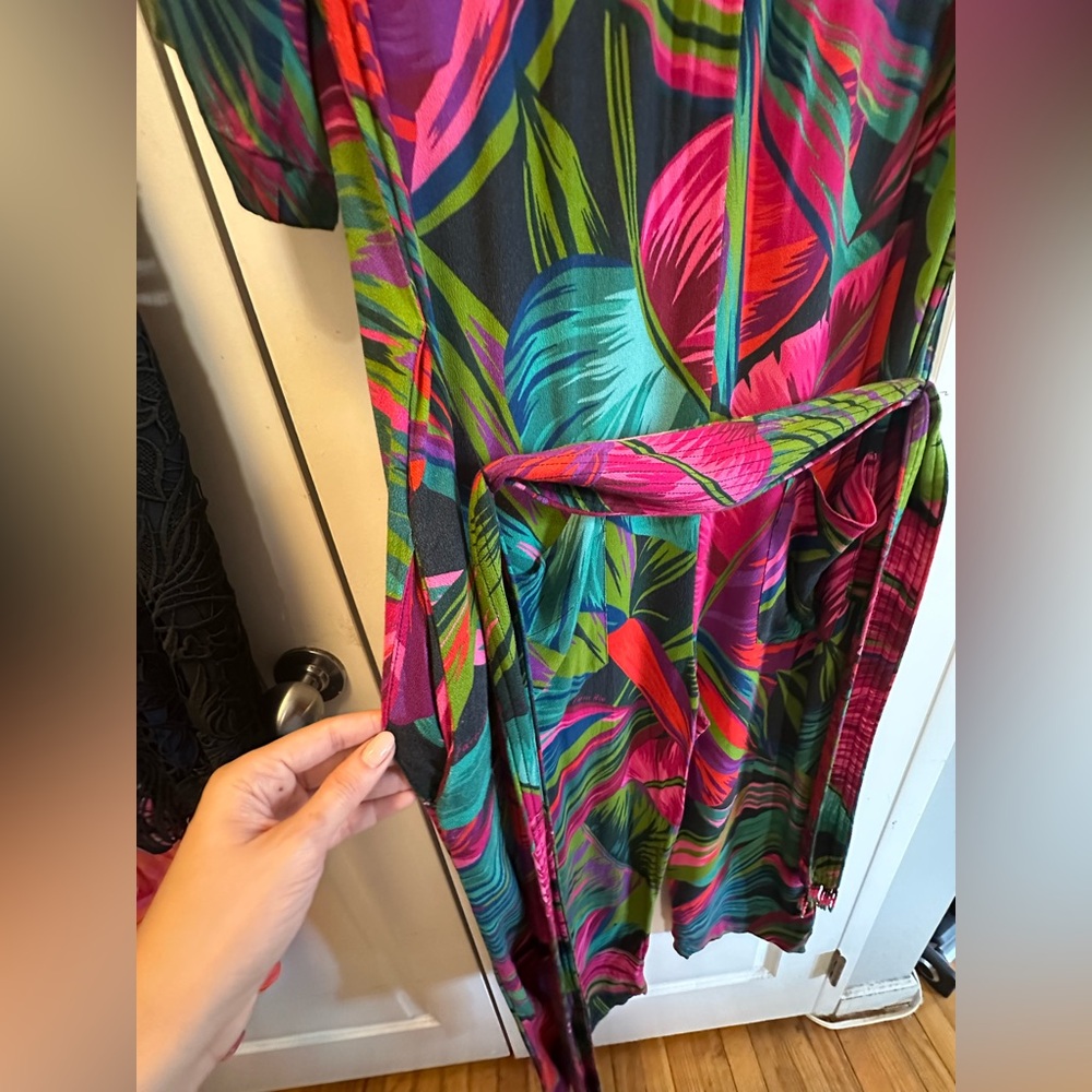 FARM RIO Colorful Tropical Print Button-Up JUMPSUIT - Picture 9 of 15